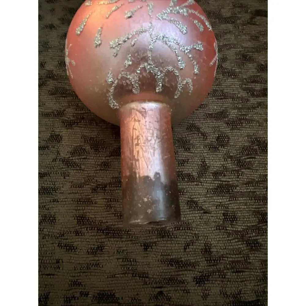 Vintage Shiny Brite Christmas Ornament Tree Topper West Germany Pink Sparkle